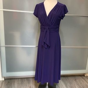 Evan Picone Purple A-line Faux Wrap Dress